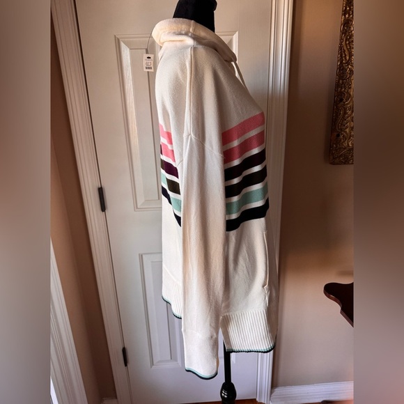 Talbots Cream Cowl Neck Sweater with Colorful Stripes NWT - Picture 8 of 12